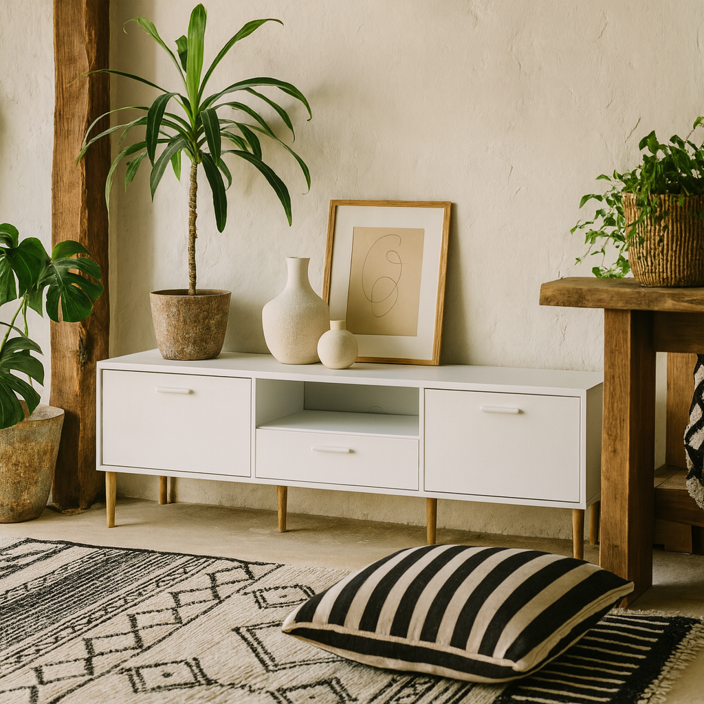 Nagoya White Media TV Unit 2 Doors 1 Drawer 1 Shelf