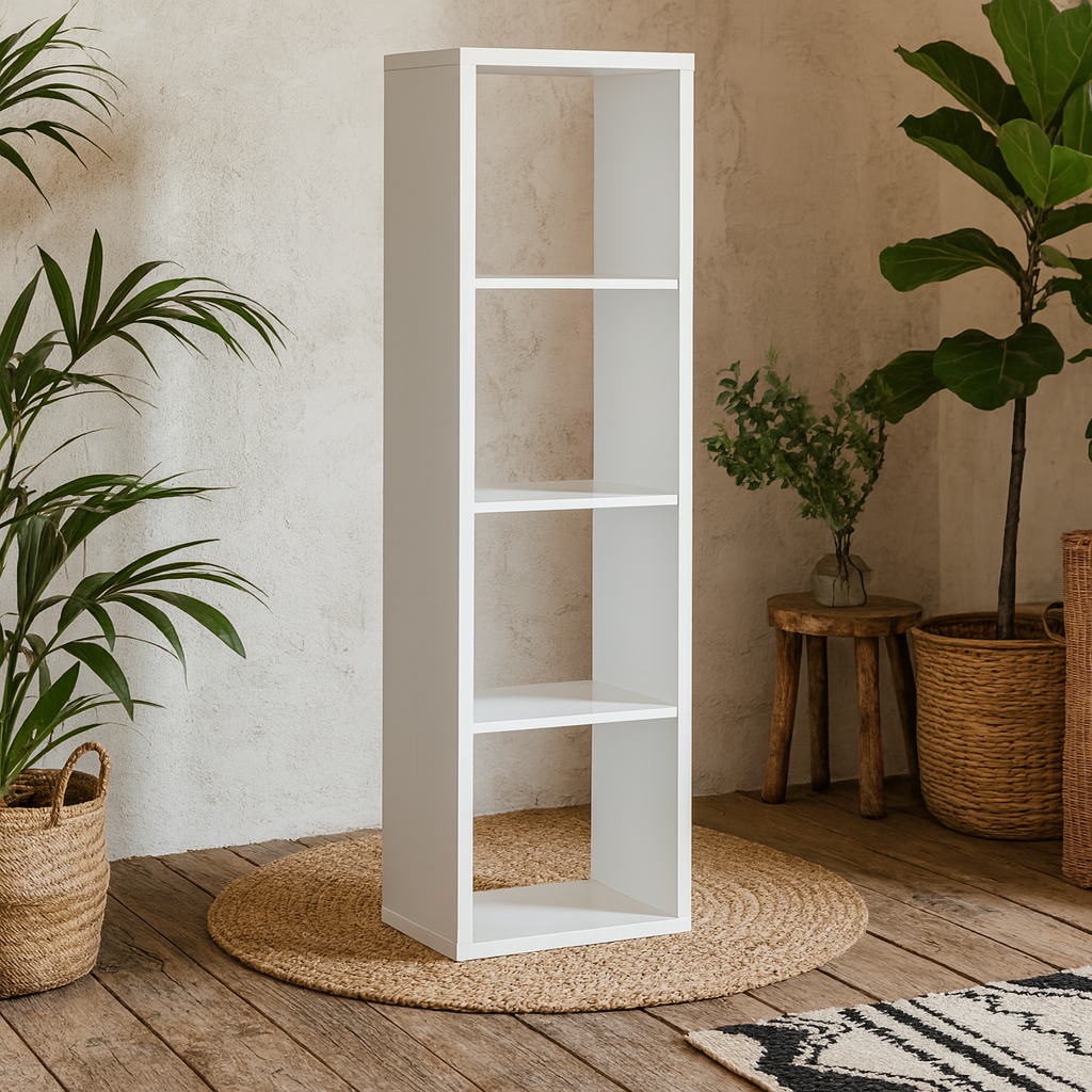 Shanghai Matt White 4x1 Storage Unit 4 Shelves