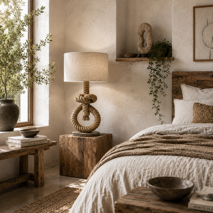 Releta Metal And Fabric Nautical LED Table Lamp With USB Charging Port