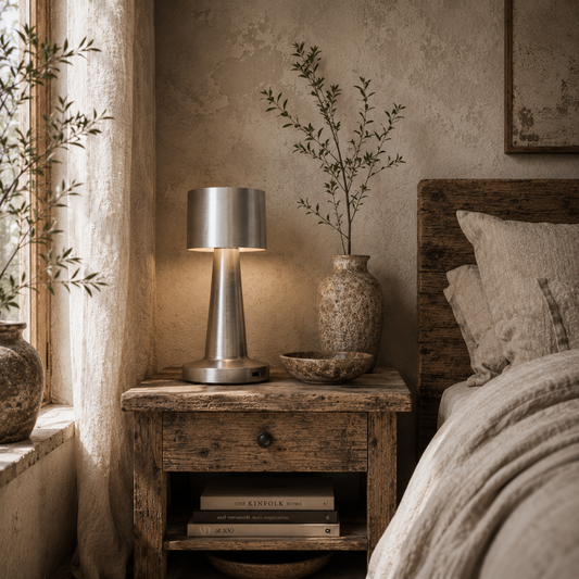 Dova Metal Silver Cordless Touch LED Table Lamp With Rechargeable Battery And 3 Colour Modes
