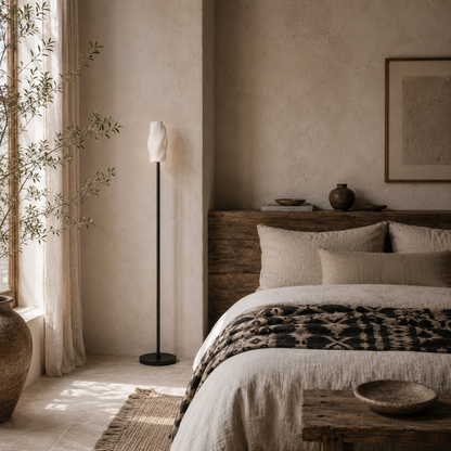 Vato White Modern Floor Lamp With Curved Shade And Adjustable Colour Light