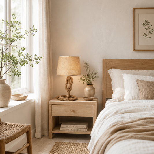 Virepa Metal And Fabric Beige Nautical Style Table Lamp With Fabric Shade And Power Switch 48 cm