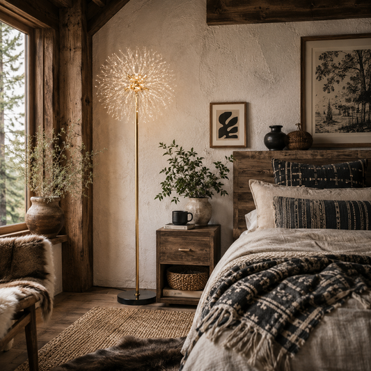 Dodine Metal And Crystal Dandelion Style Floor Lamp With Foot Switch 160 cm
