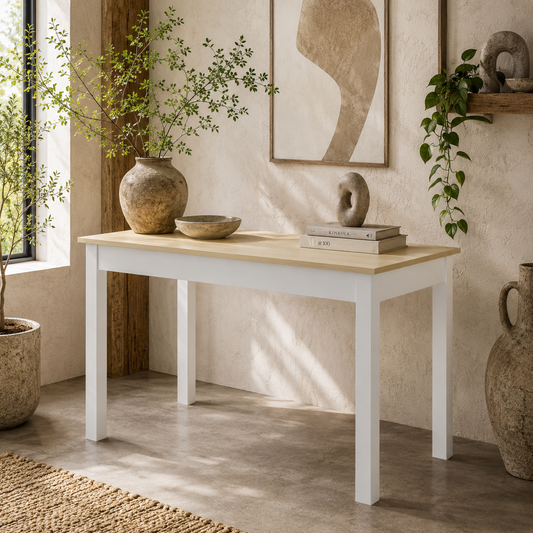 Rive Wooden Oak Dining Table Seating 4 To 6 With Thick Legs