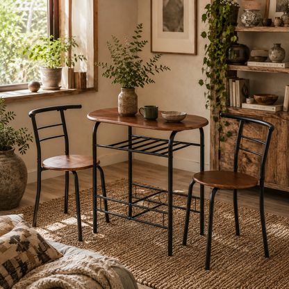 Vidiba Wooden Natural 3 Piece Compact Dining Set