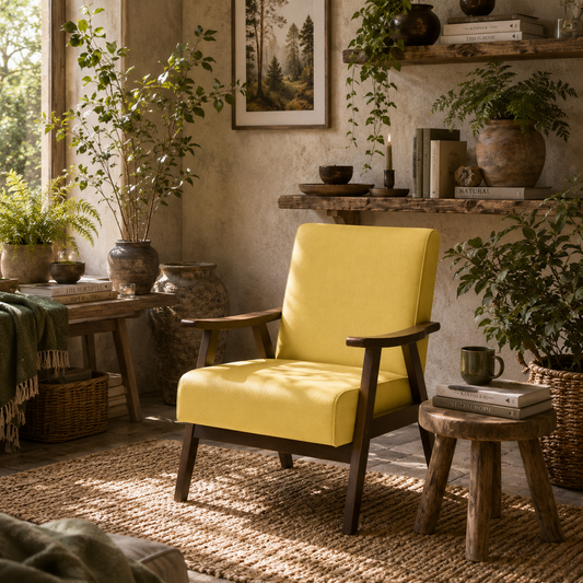 Surano Velvet Champagne Nordic Accent Armchair With Solid Wood Frame And Deep Padding