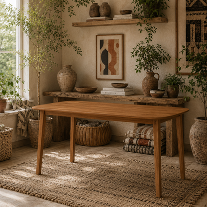 Graspette Solid Wood Light Brown Rectangular Dining Table