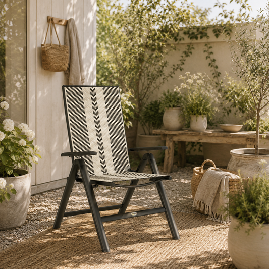 Tatoba Rattan Black Reclining Outdoor Garden Chairs With Adjustable Backrest