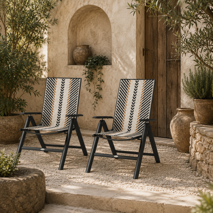 Satzi Rattan Multicolour Reclining Garden Chairs Set Of 2 With Adjustable Comfort Design