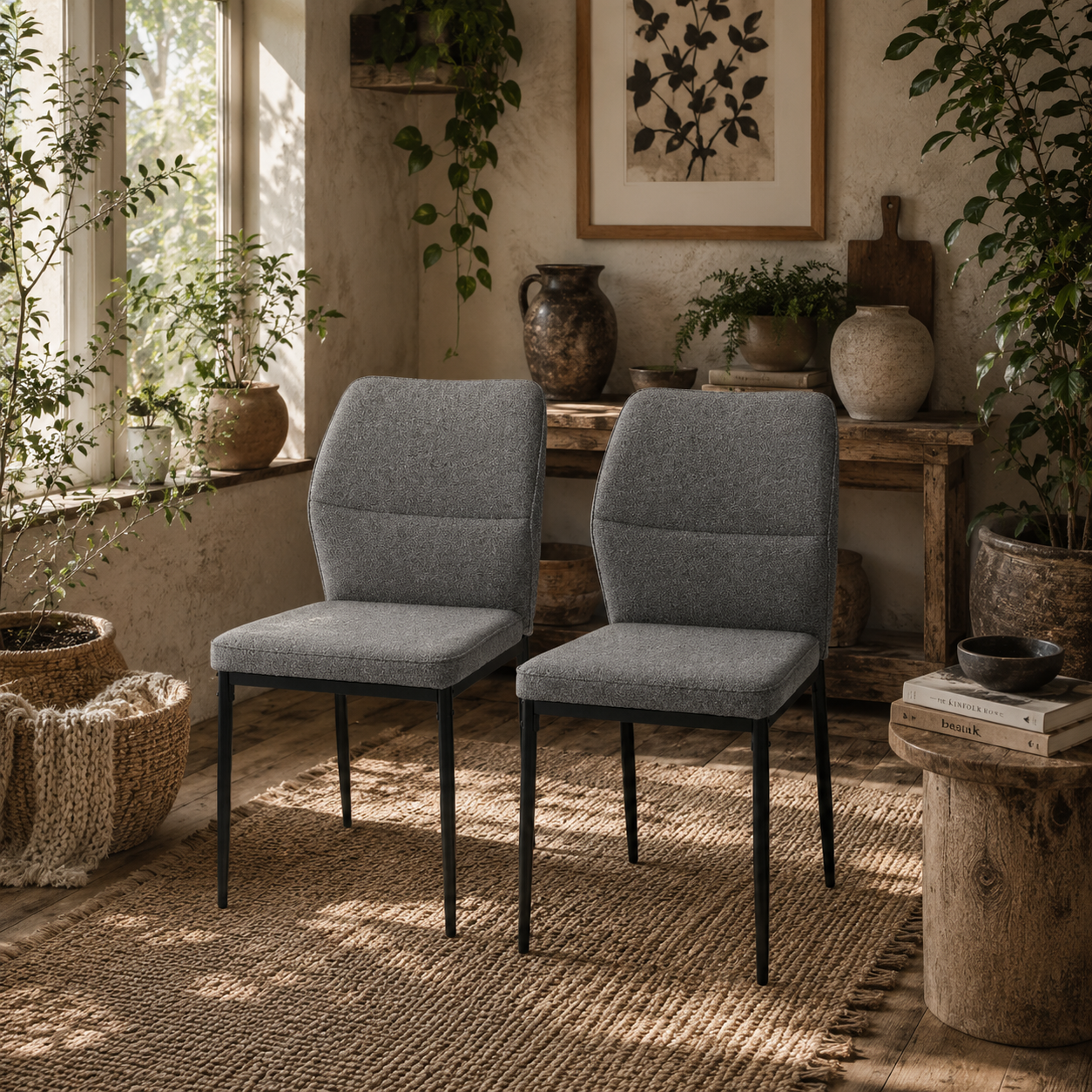 Lavimoso Velvet Grey Armless Dining Chairs Set Of 2 With Curved Back And Metal Legs