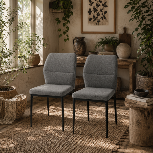 Lavimoso Velvet Grey Armless Dining Chairs Set Of 2 With Curved Back And Metal Legs
