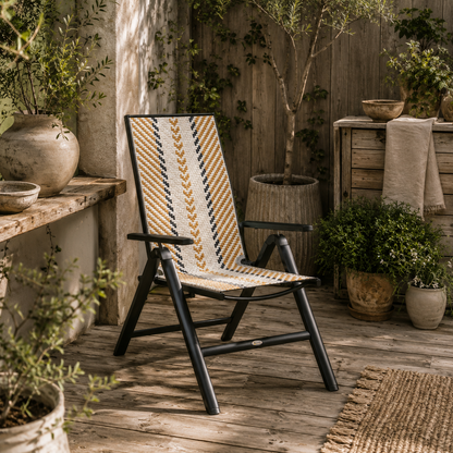 Linori Rattan Orange Reclining Outdoor Garden Chairs With Adjustable Backrest