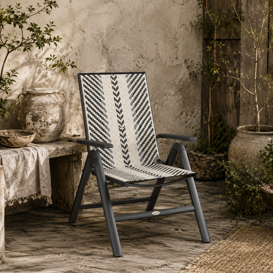 Roso Rattan Grey Reclining Garden Chairs With Adjustable Backrest