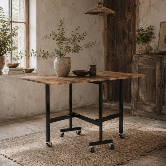 Maro Wooden Brown Wood Effect Drop Leaf Dining Table With Wheels Seating 6