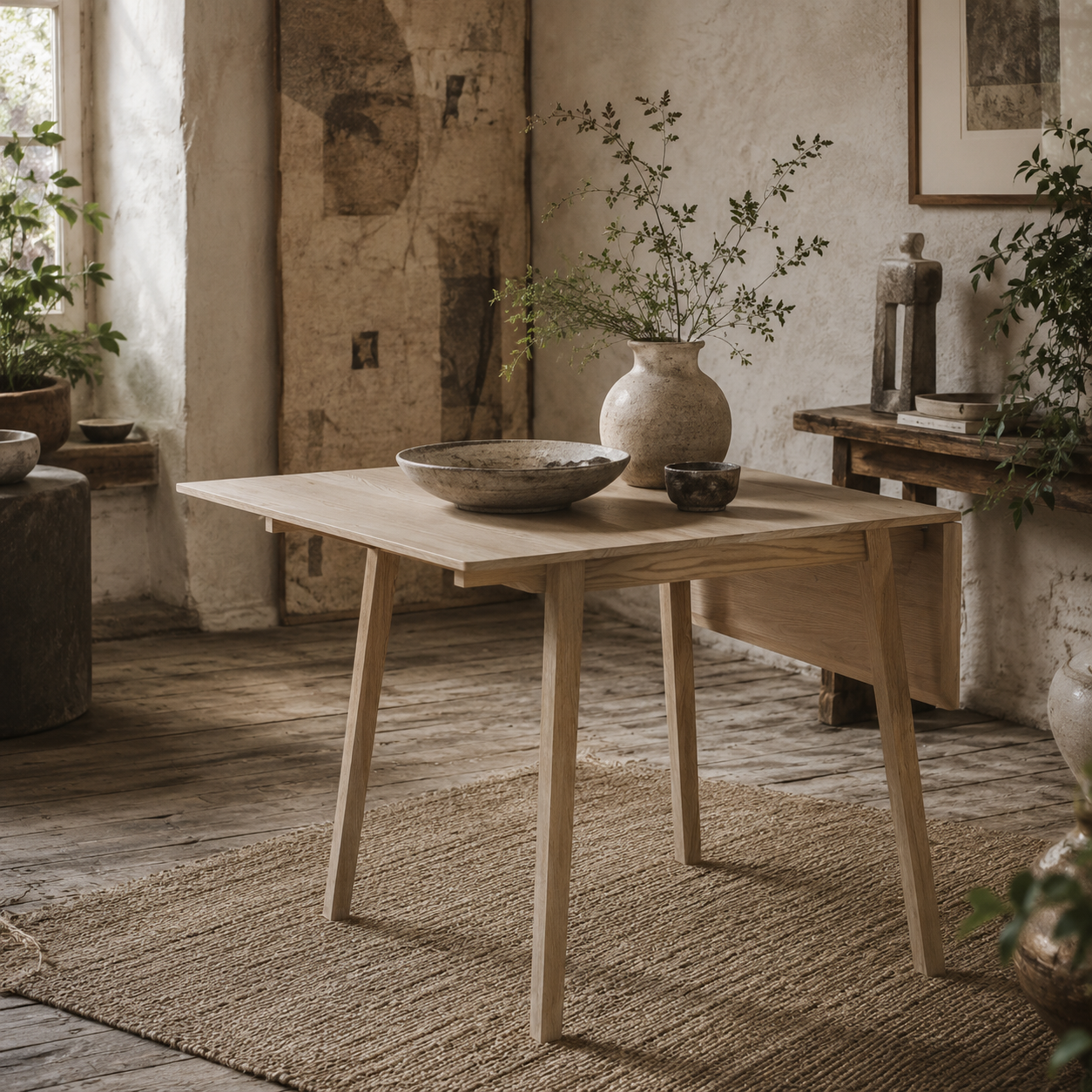 Nolilu Solid Wood Natural Folding Drop Leaf Dining Table Seating 2 To 4