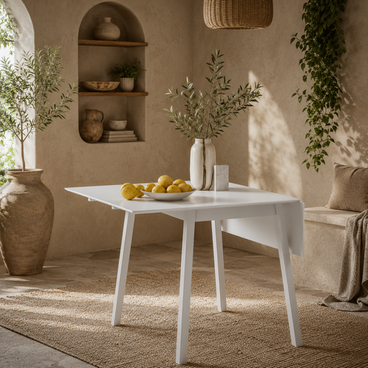 Hopato Solid Wood White Folding Drop Leaf Dining Table Seating 2 To 4