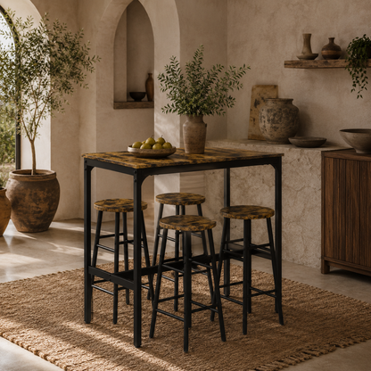 Tonayo Wooden Rustic Brown 5 Piece Industrial Bar Table And Stool Set