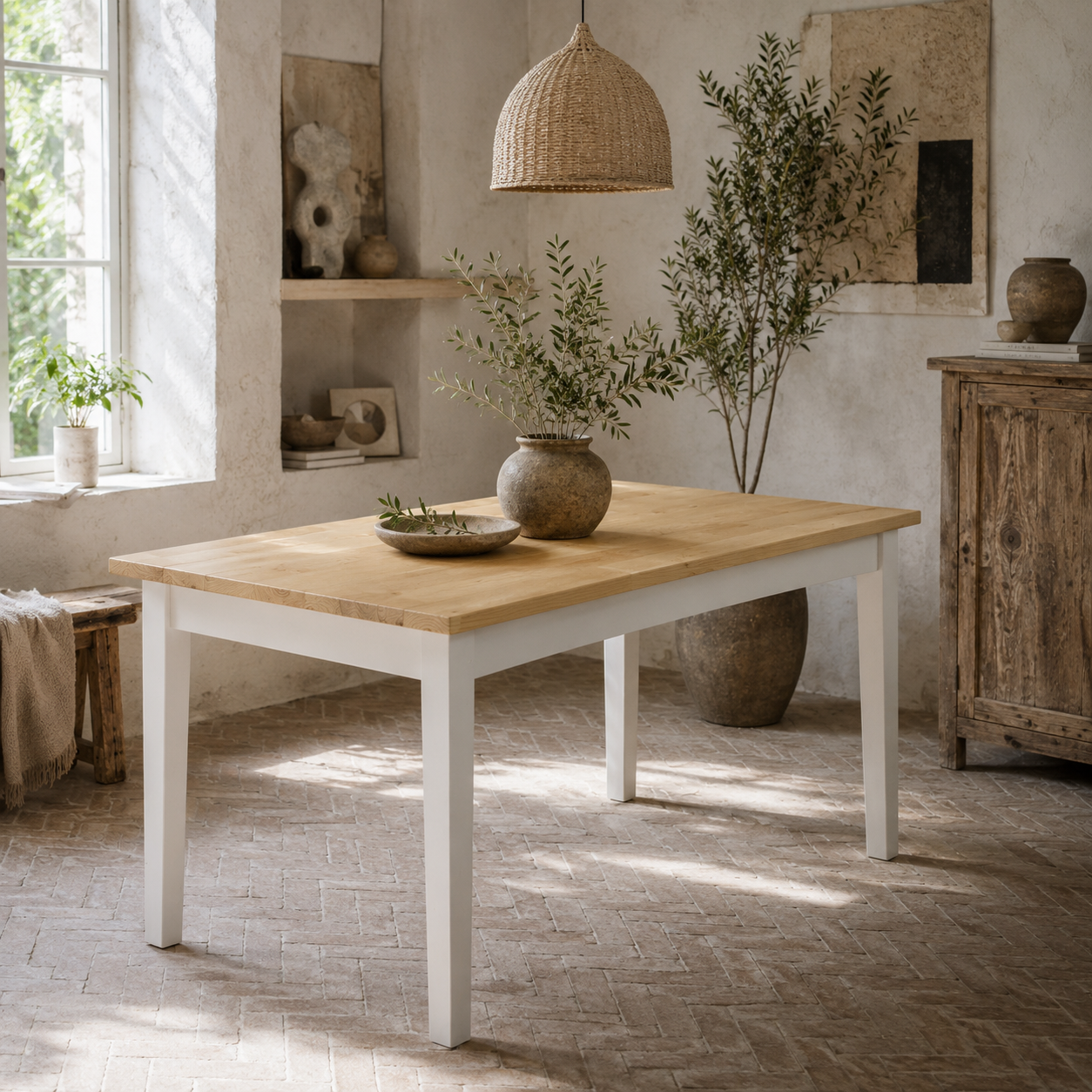 Rebamta Solid Wood White Dining Bench Seating 2 For Kitchen Or Entryway