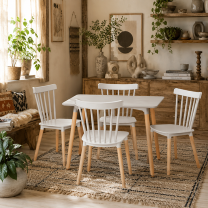 Yoka Metal And Wood Grey 5 Piece Dining Table Set With 4 Chairs