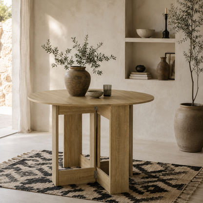 Vietma Wooden Oak Folding Drop Leaf Dining Table For Compact Kitchens