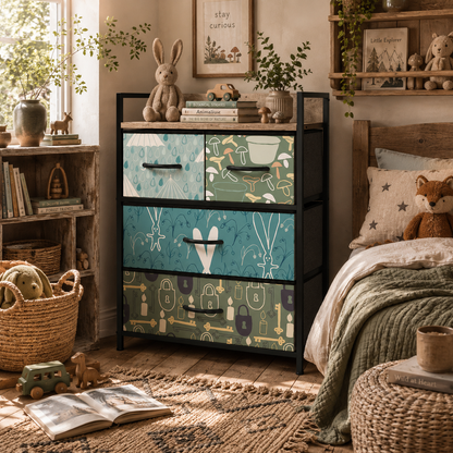 Larala Wooden Blue 4 Drawer Storage Chest