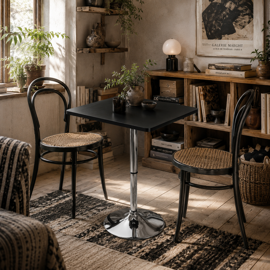 Eltani Metal And Wooden Black And Silver H8 Adjustable Swivel Bar Table