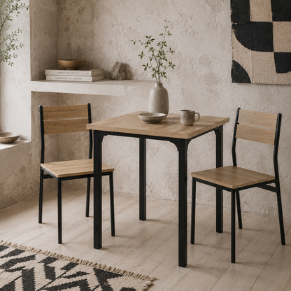 Lalara Wooden Light Wood Grain 3 Piece Compact Dining Set