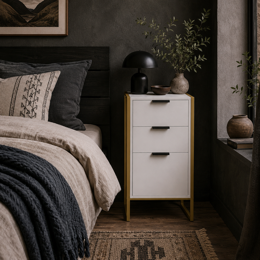 Loyo Metal And Wood White 3 Drawer Industrial Storage Chest