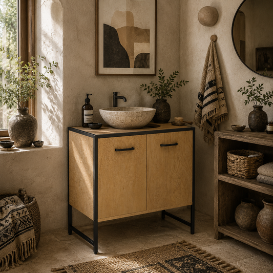 Nilota Under Sink Bathroom Vanity Cabinet With Soft Close Doors And Adjustable Shelving Natural Finish