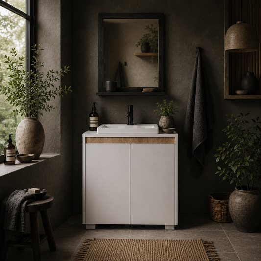 Elpalo White Freestanding Under Sink Vanity Cabinet With Double Doors