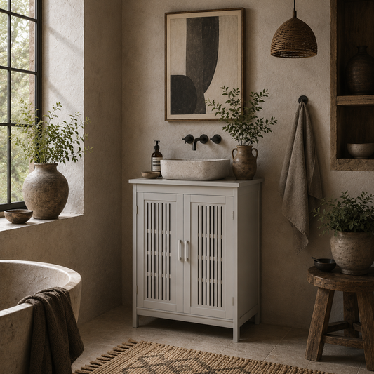 Rosotto Modern Freestanding Bathroom Floor Storage Cabinet In Grey