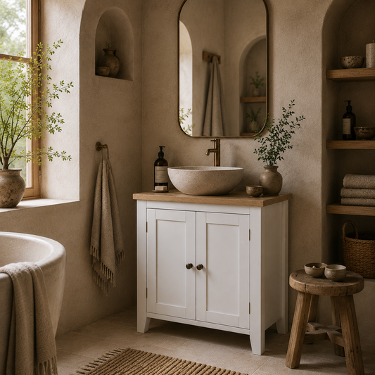 Luzi Freestanding Under Sink Bathroom Cupboard With Adjustable Shelves White