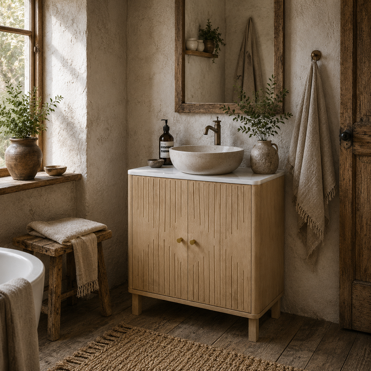 Combita Under Sink Bathroom Storage Cabinet For Pedestal Basin Oak Finish