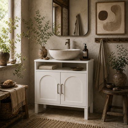Nenola Cream White Under Sink Storage Cabinet For Basin