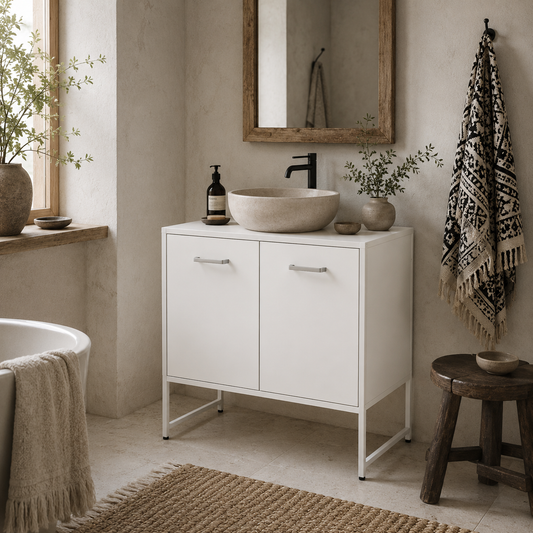 Lilo Fifi Under Sink Bathroom Vanity Cabinet With Soft Close Doors For Pedestal Basin White