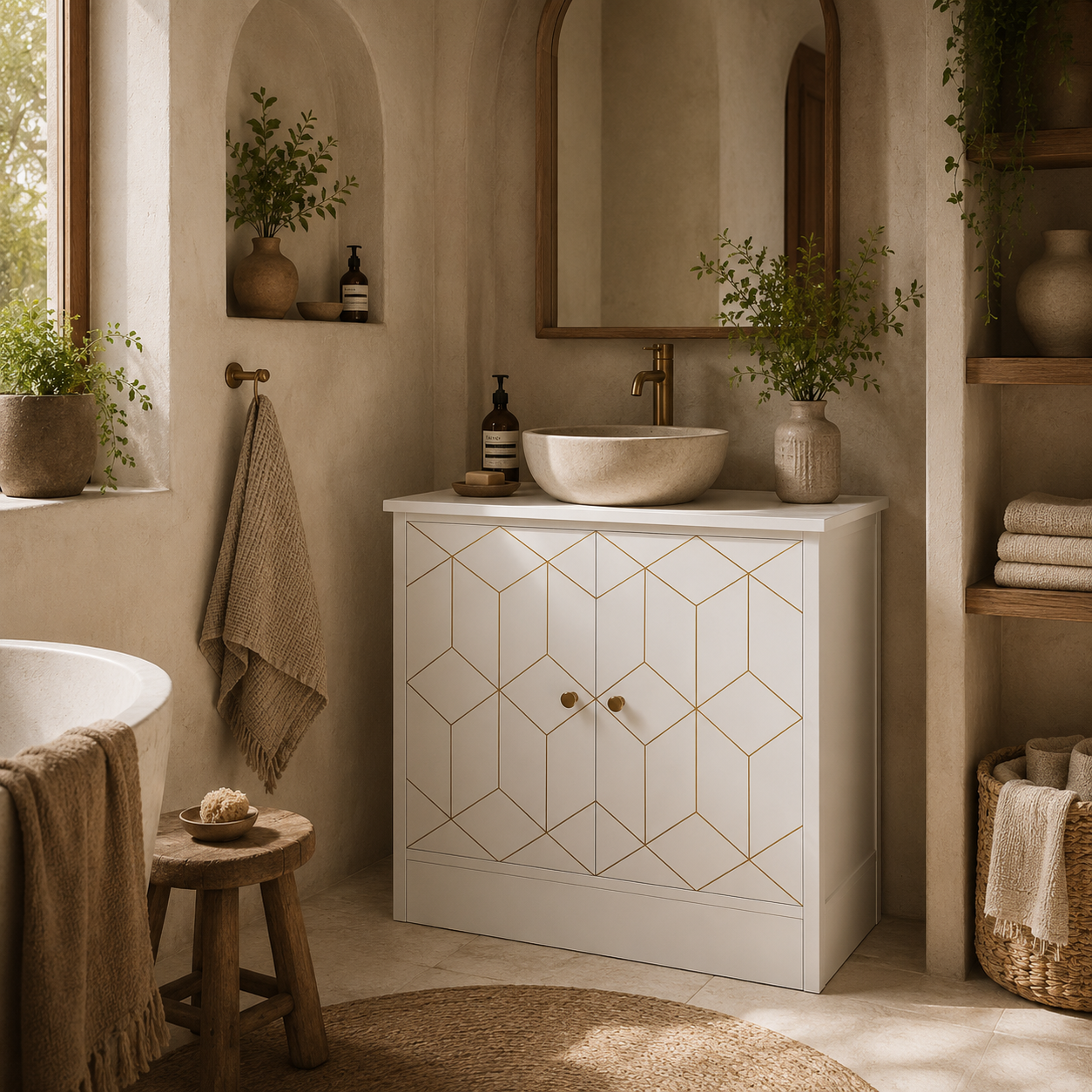 Verado Under Sink Bathroom Storage Cabinet With Adjustable Shelves And Open Compartment White