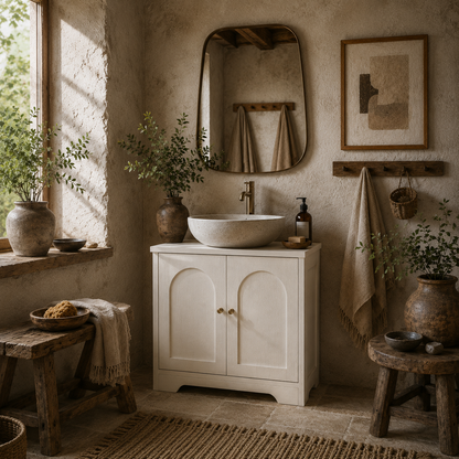 Mapa Under Sink Bathroom Storage Cabinet With Double Arched Doors White