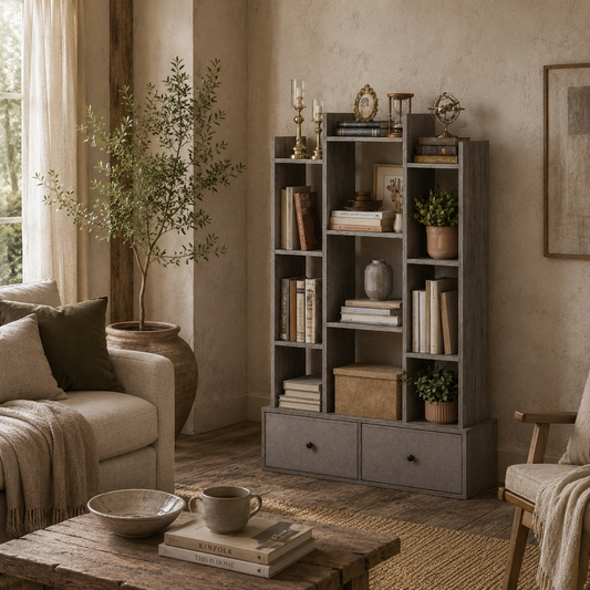 Rive Keba Wooden Graphite Wood Effect 12 Compartment Storage Unit With Drawers