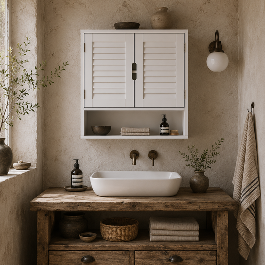 Conono Wall Mounted Bathroom Storage Cabinet With Adjustable Shelves White 60 x 20 x 60cm cm
