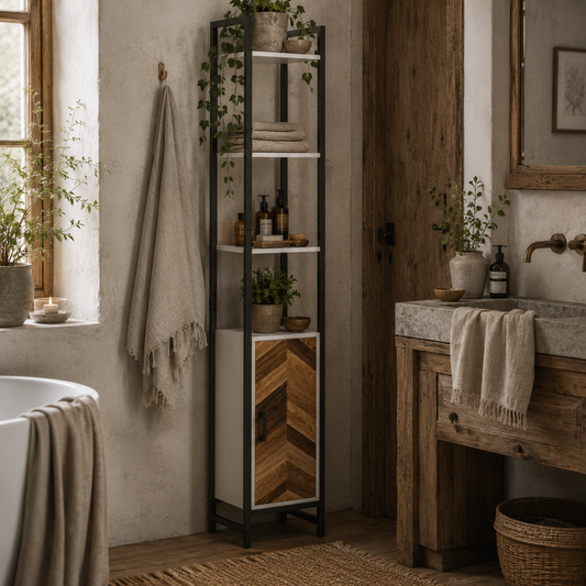 Yove Tall Narrow Bathroom Storage Cabinet With Adjustable Shelves For Multi Room Use