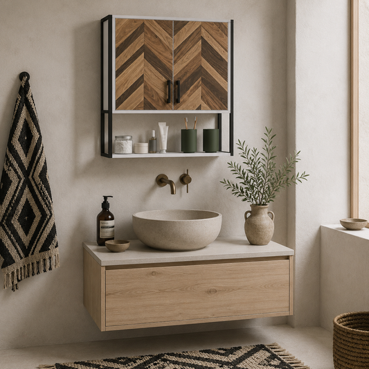 Ranira Wall Mounted Bathroom Medicine Cabinet With Adjustable Shelves Walnut Finish