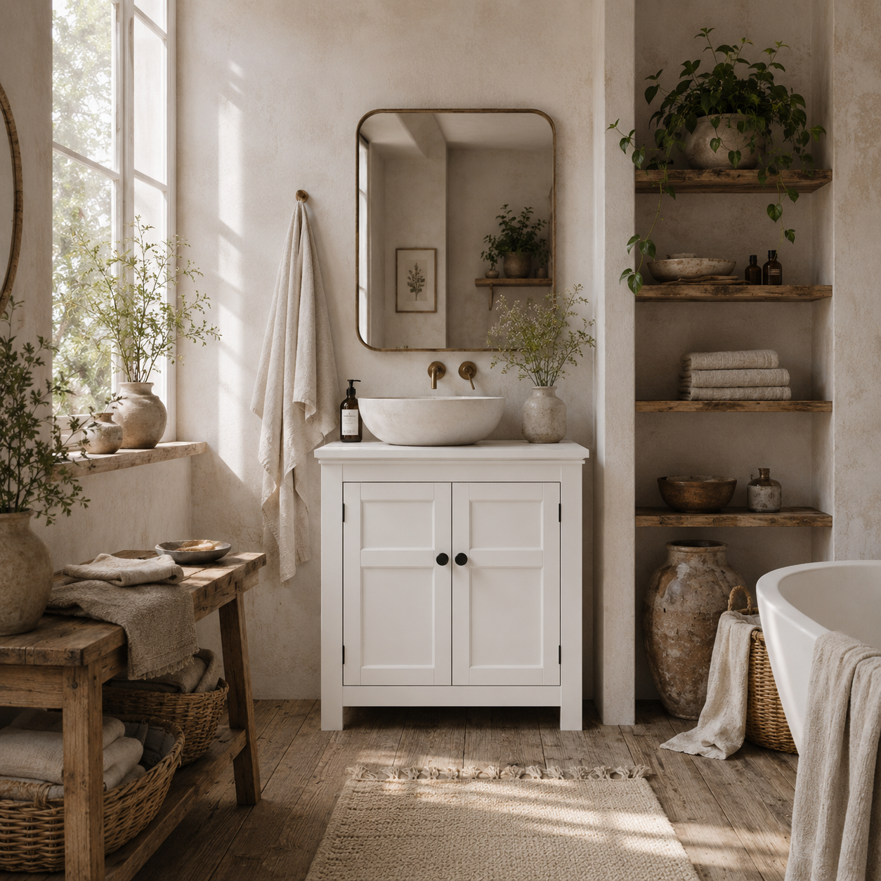 Maelna Compact Bathroom Storage Cabinet With U Cut Out White 15x20cm