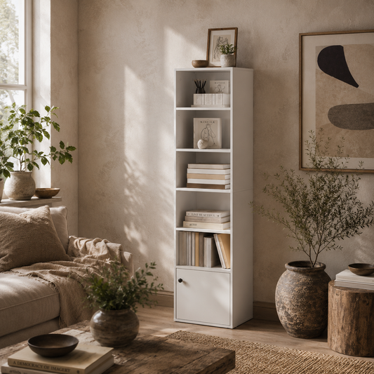 Vari Wooden White Tall 6 Tier Bookcase 156cm