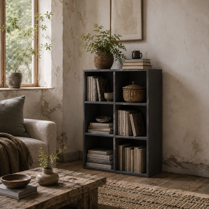 Fahe Wooden Grey 6 Cube Storage Bookcase