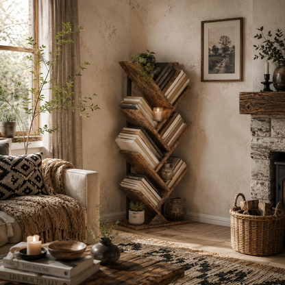 Modo Wood Wood Effect 6 Section Tree Style Bookcase