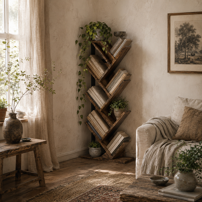 Modo Wood Wood Effect 6 Section Tree Style Bookcase