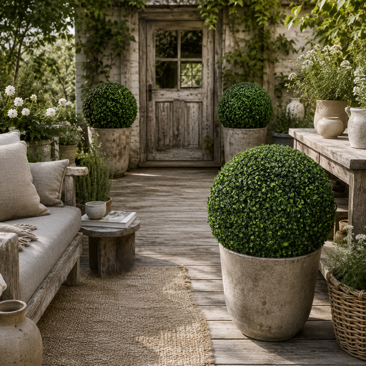 Tasa Halo Pair Of Artificial Boxwood Ball Plants In Green Finish