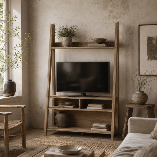 Athy Small Brown Oak Wooden Ladder TV Unit