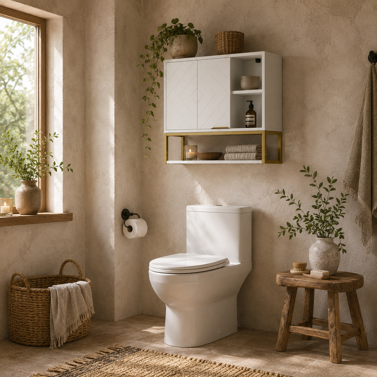 Lifi Over Toilet Wall Mounted Storage Cabinet With Door And Adjustable Shelves White
