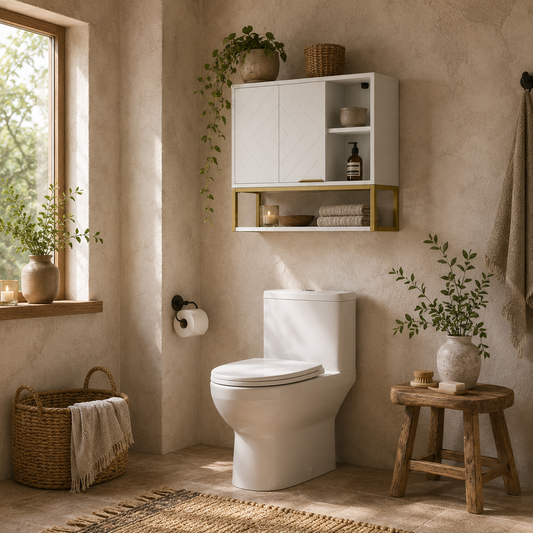 Lifi Over Toilet Wall Mounted Storage Cabinet With Door And Adjustable Shelves White